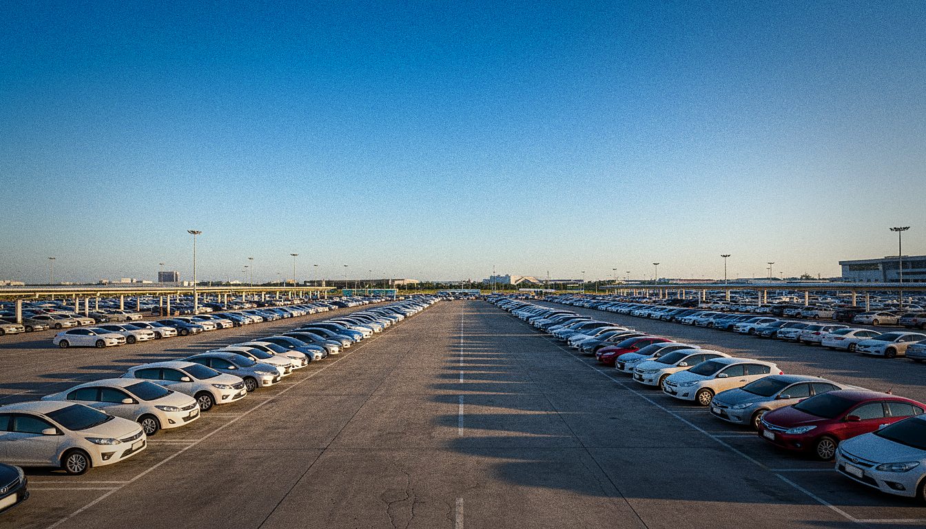 Rental car handover at an airport arrivals hall counter