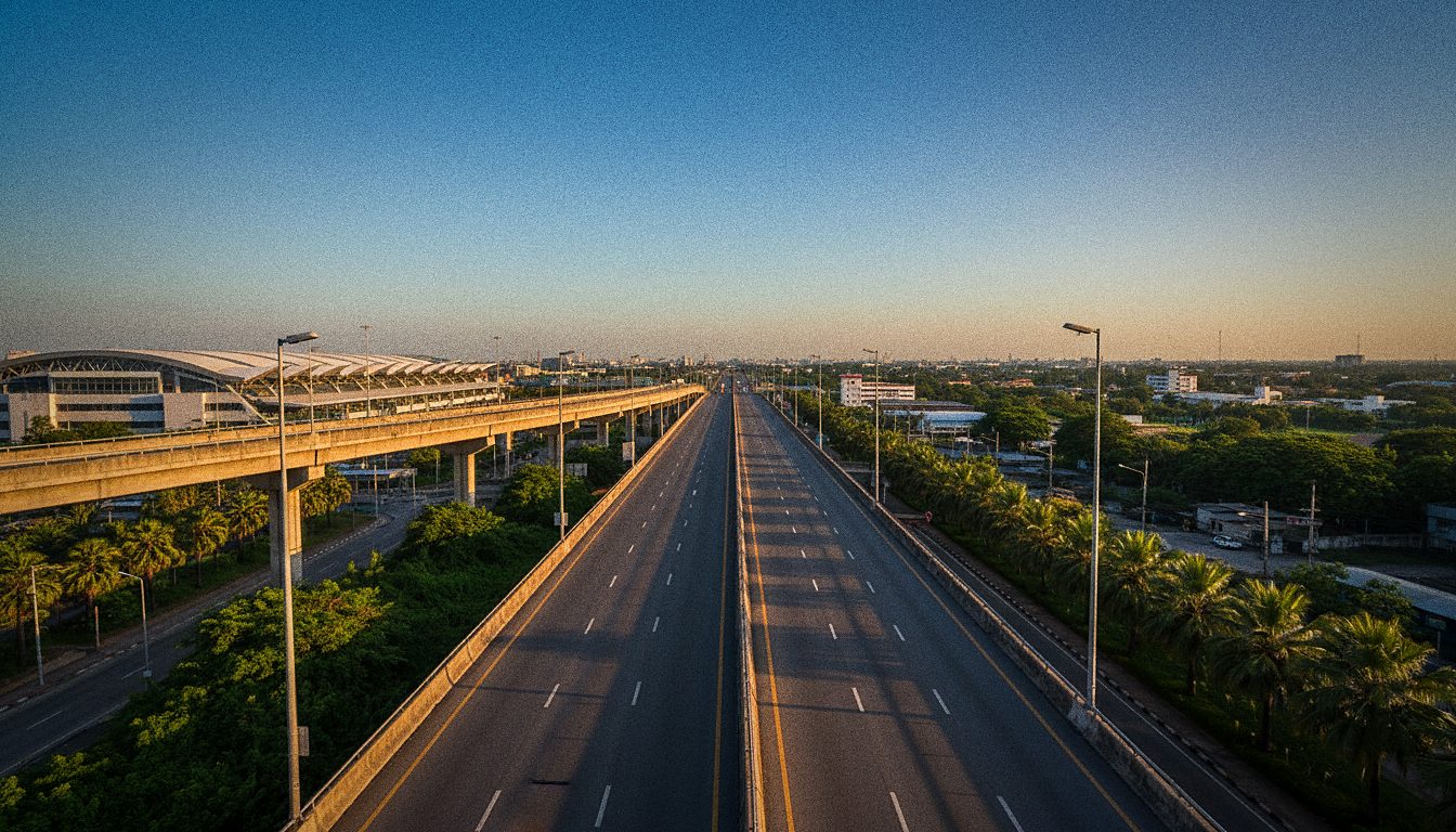 Expressway leading north out of Bangkok toward Ayutthaya