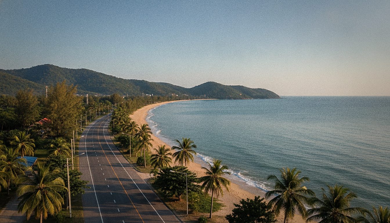 Coastal Sukhumvit road on the eastern Gulf near Pattaya
