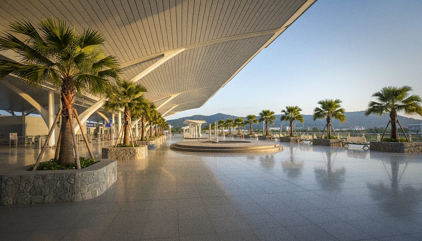 Arrivals area at Phuket Airport with transfer meeting point