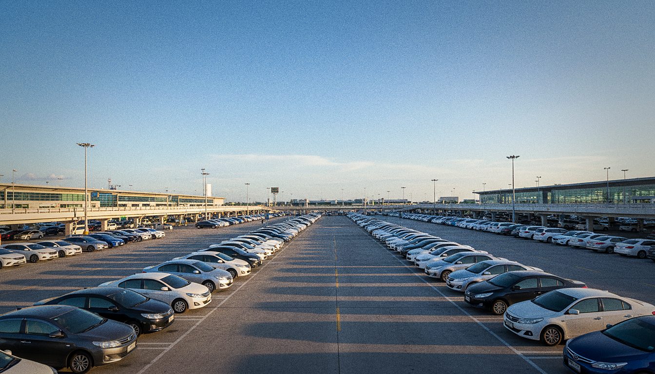 Car rental counter staff handing over keys to a traveller